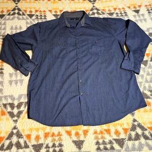 BEVERLY HILLS POLO CLUB Men’s Shirt in Navy Blue with Black ⚫️ Polka Dots XXL